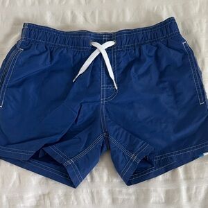 Sundek Navy and White Swim Shorts with Orange Logo